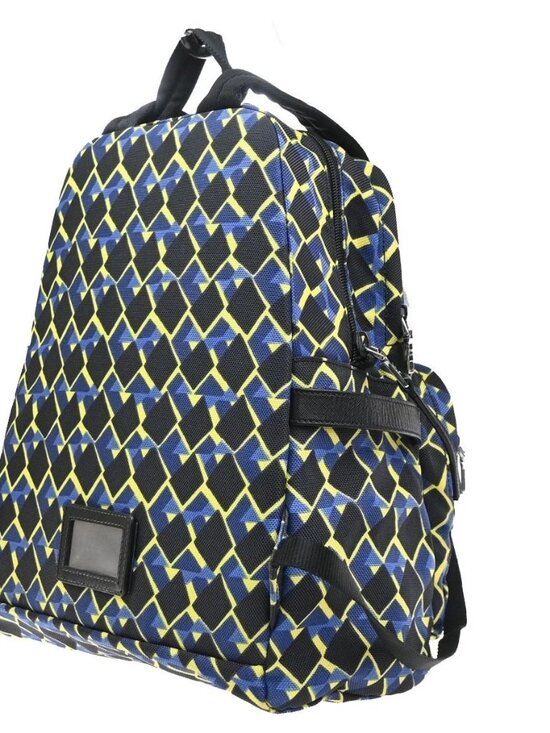 PRADA Logo Back Pack Bag Nylon Leather Yellow Blue Black SHW main image 8